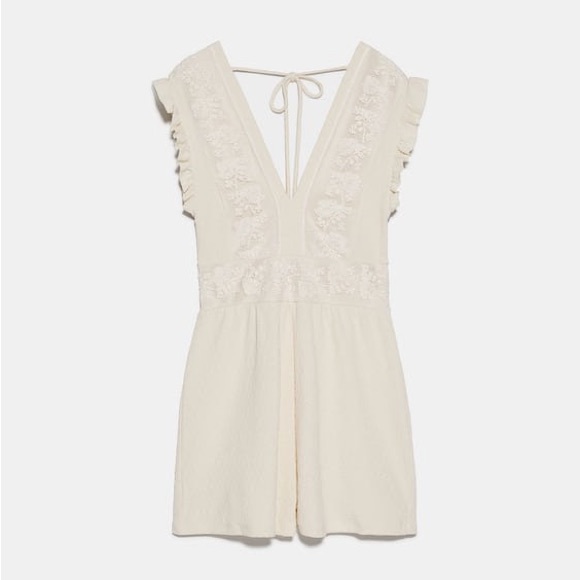 NWOT Zara Ecru Guipure Jumpsuit Small - Picture 2 of 3